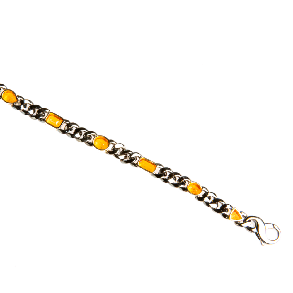 MANDARIN GARNET BRACELET IN WHITE GOLD RHODINATED 18K