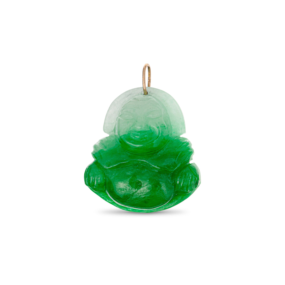 GREEN JADE BUDDHA PENDANT IN GOLD 18K