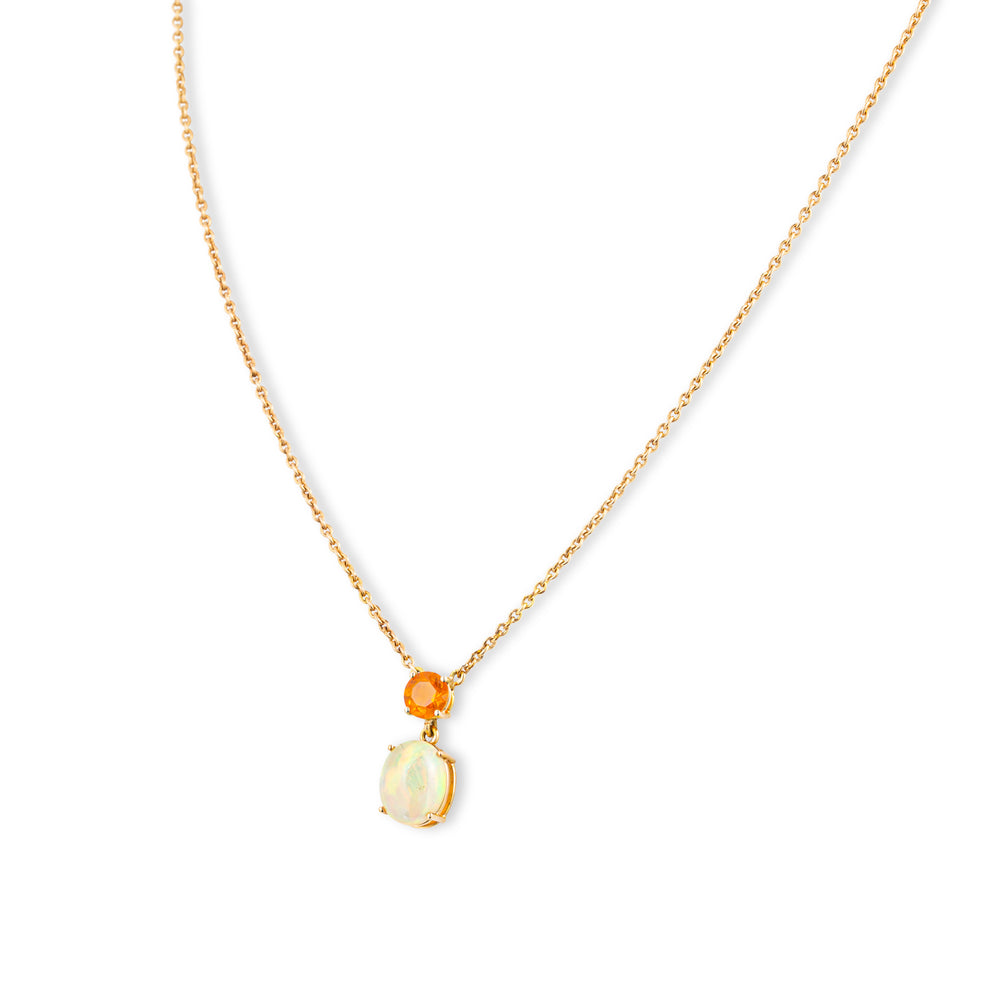 OPAL AND RUBY PENDANT IN YELLOW GOLD 18K