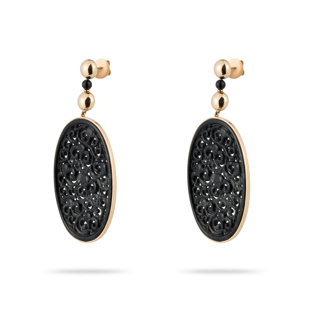 BLACK JADE EARRINGS IN ROSE GOLD 18K