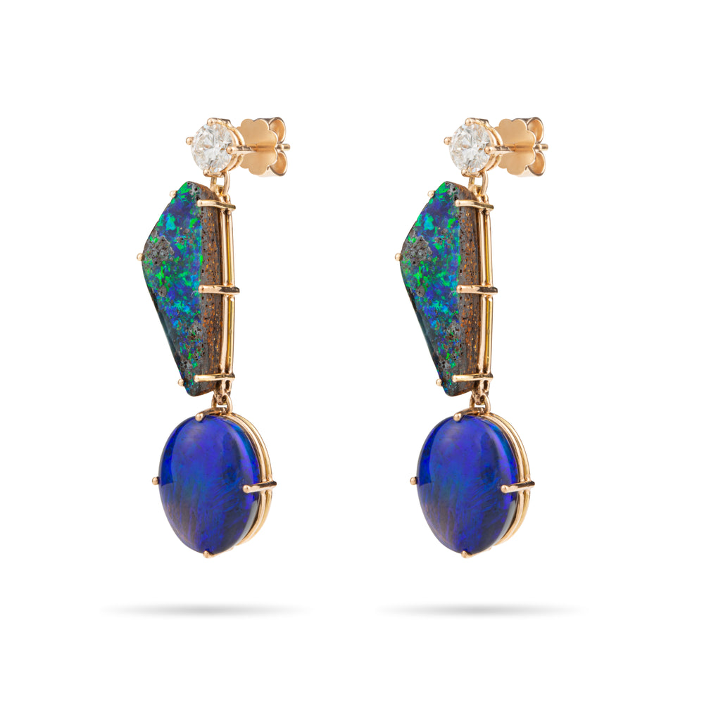 BLACK OPAL EARRINGS IN ROSE GOLD 18K