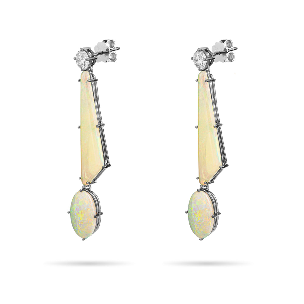 WHITE OPAL EARRINGS IN WHITE GOLD 18K