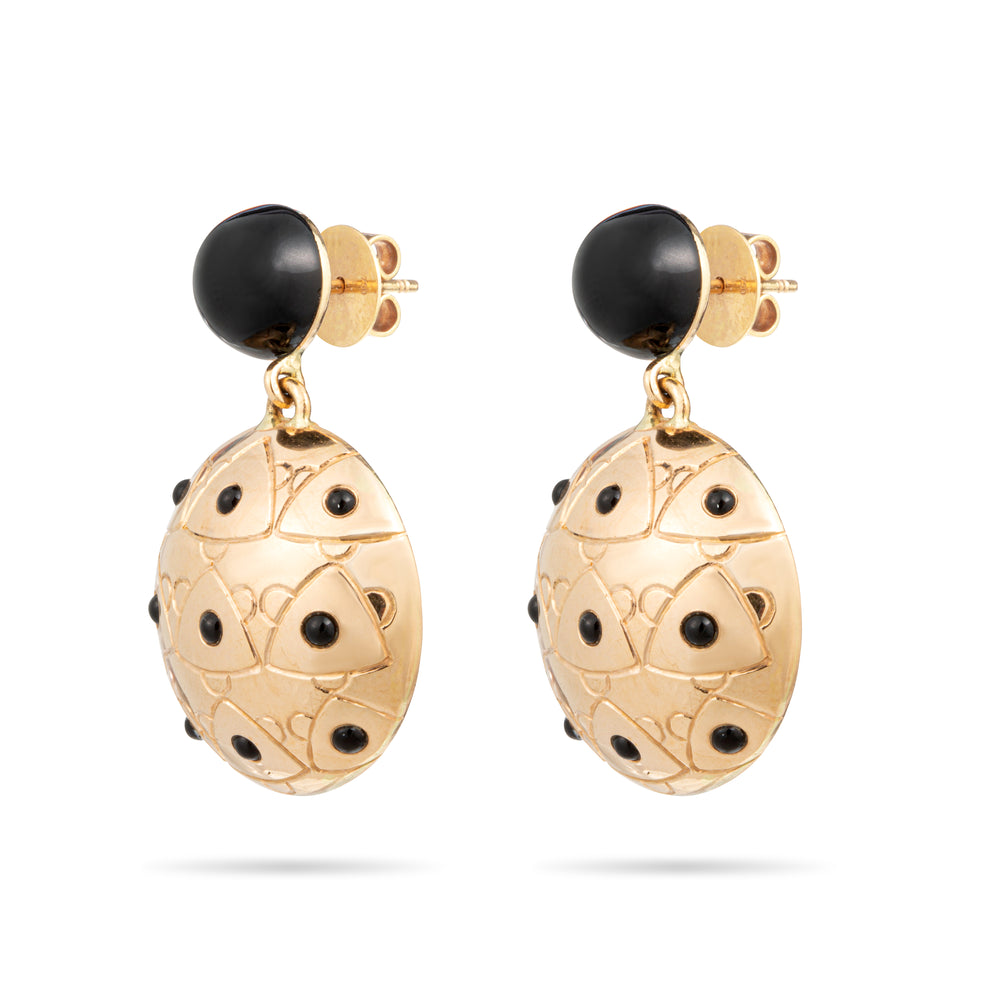 ONYX SEA URCHIN EARRINGS IN YELLOW GOLD 18K