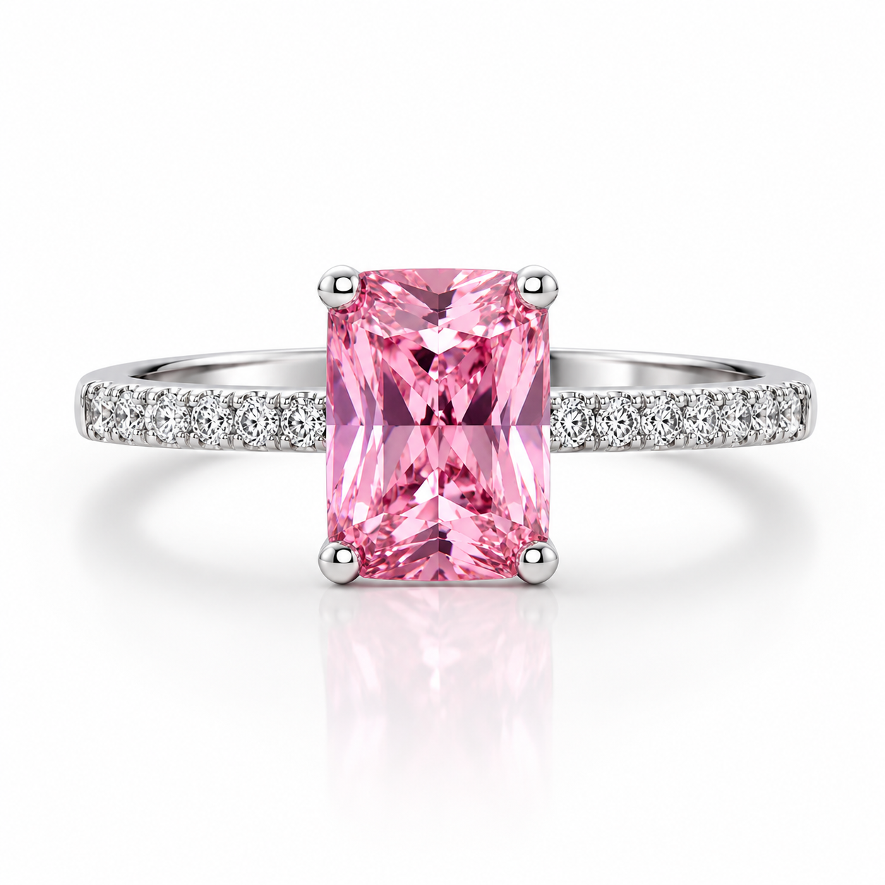 Bague Éclat Rosé – Cristal Taille Émeraude