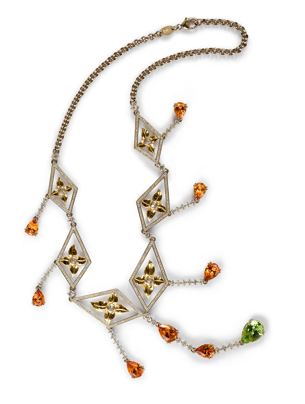 PERIDOT AND MANDARIN GARNET NECKLACE