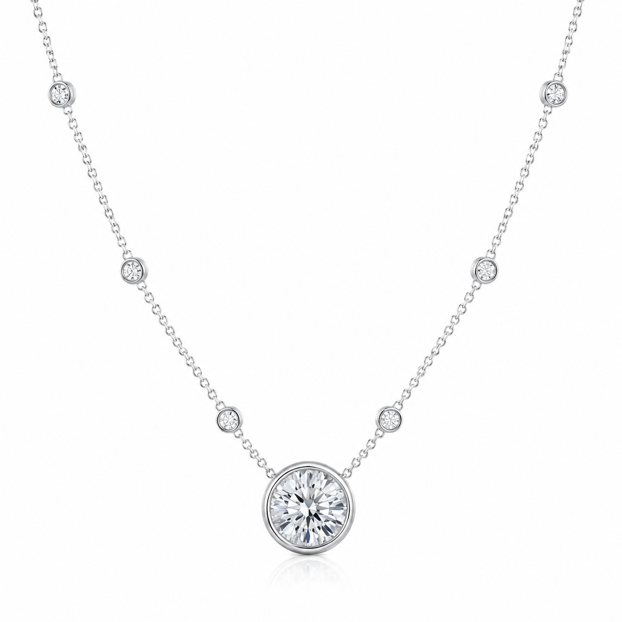 Collier Solitaire Élégance – Argent & Zircons