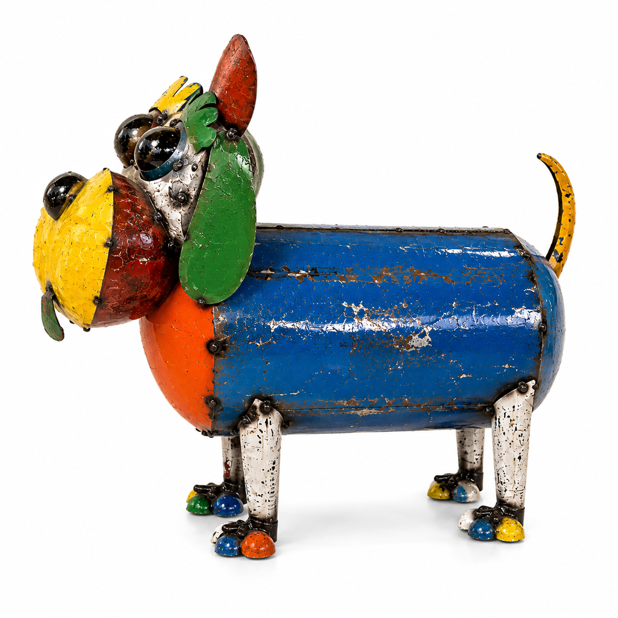 Sculpture Chien en Métal Recyclé – Création Artisanale Unique par Aaron Jackson ® 2
