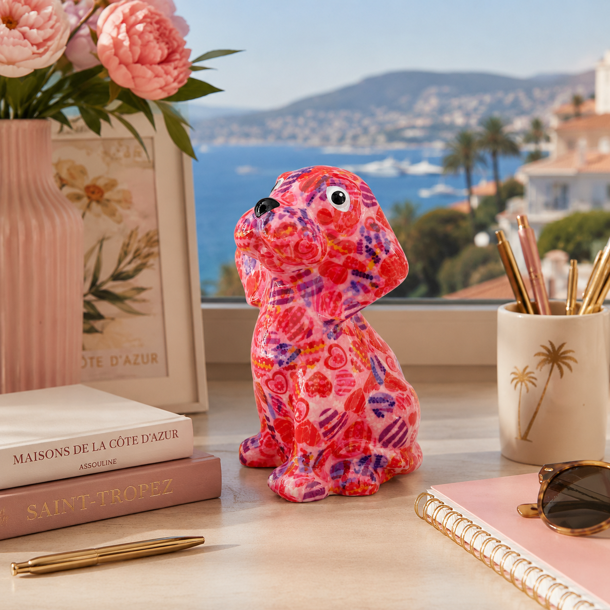 Tirelire Chien en Céramique Premium Rose Pomme Pidou ® lifestyle