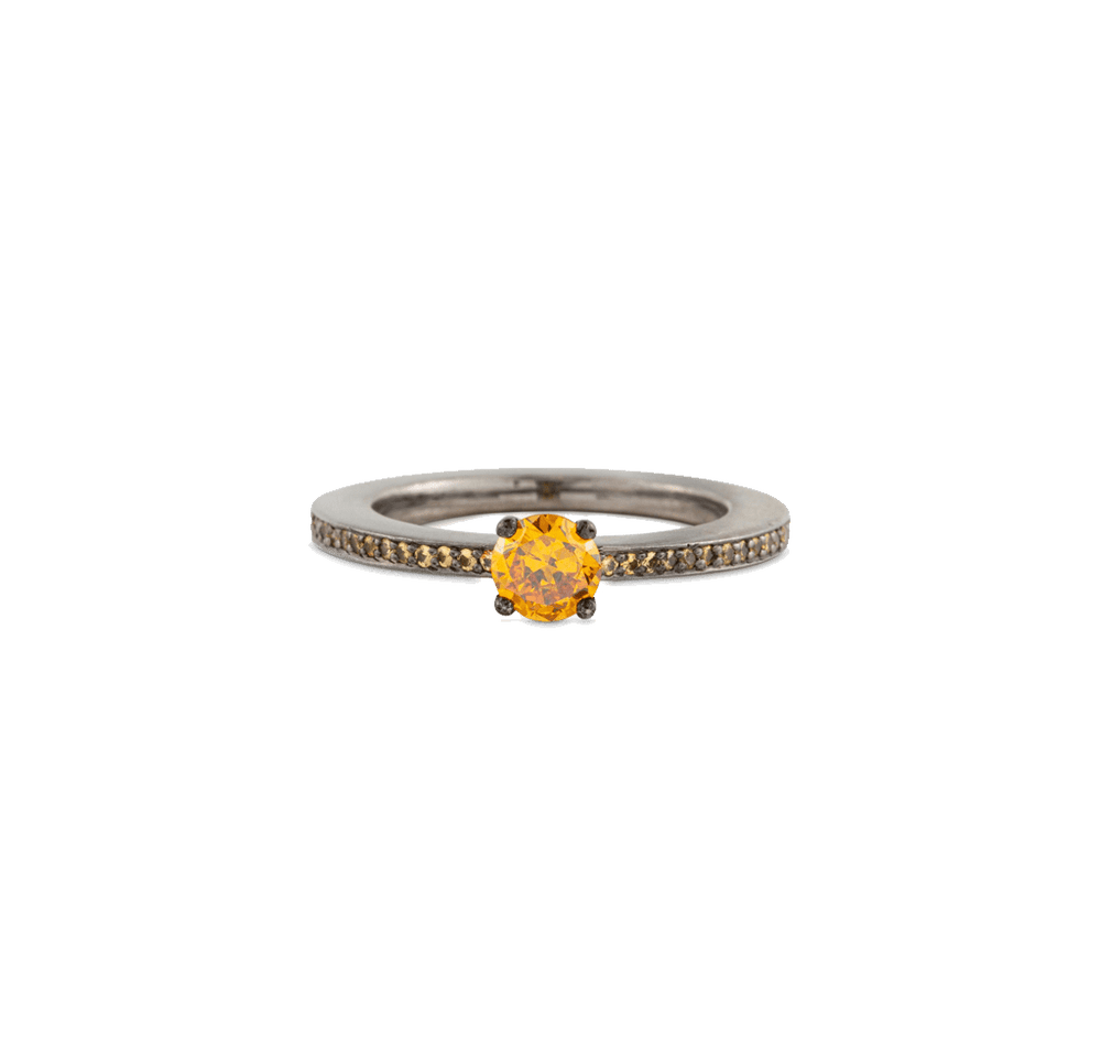 ORANGE BRILLIANT RING IN WHITE GOLD RHODINATED 18K